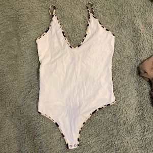 Adorable White / Cheetah Lined Bodysuit - Express